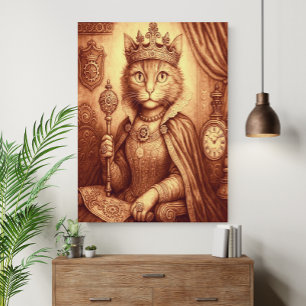 Steampunk Royal Cat Vintage Clockwork Fantasy Poster