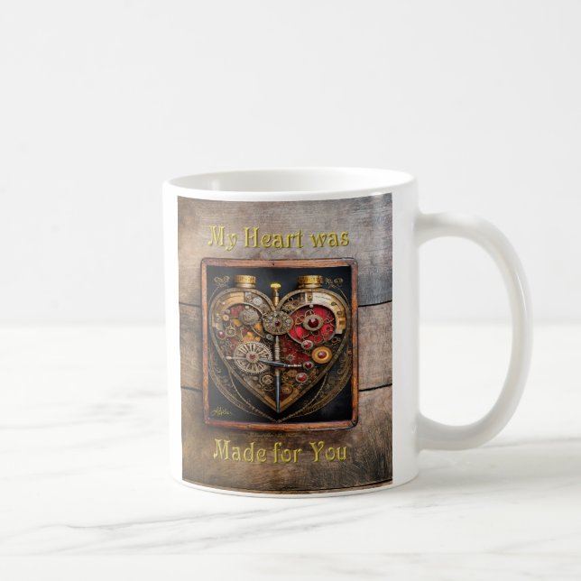 Steampunk Rubies And Gears Dark Heart  Coffee Mug (Right)