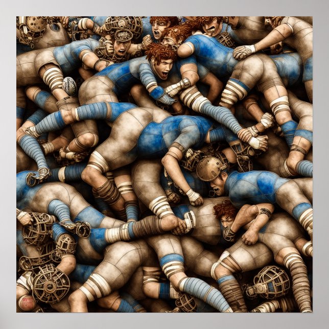 Steampunk Rugby - Rugby Painting Print (Front)