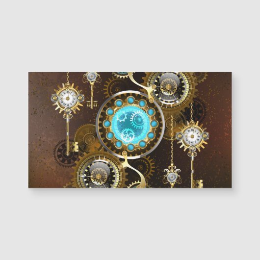 Steampunk Rusty Background with Turquoise Lenses (Front)