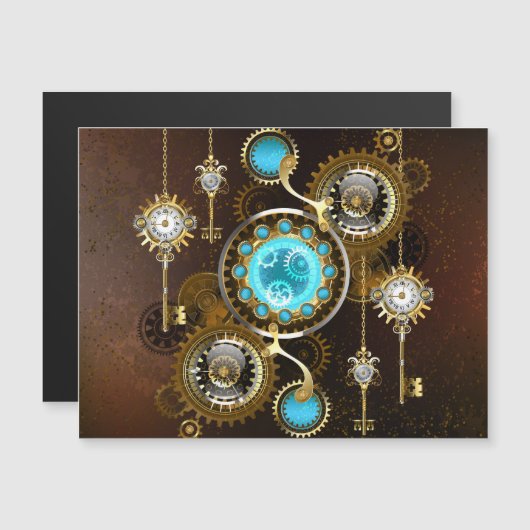 Steampunk Rusty Background with Turquoise Lenses (Front/Back)