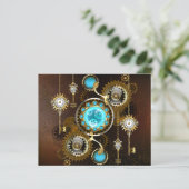 Steampunk Rusty Background with Turquoise Lenses (Standing Front)