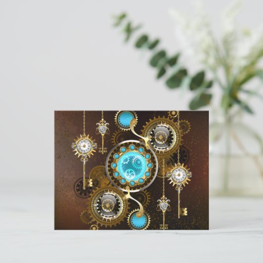 Steampunk Rusty Background with Turquoise Lenses (Standing Front)