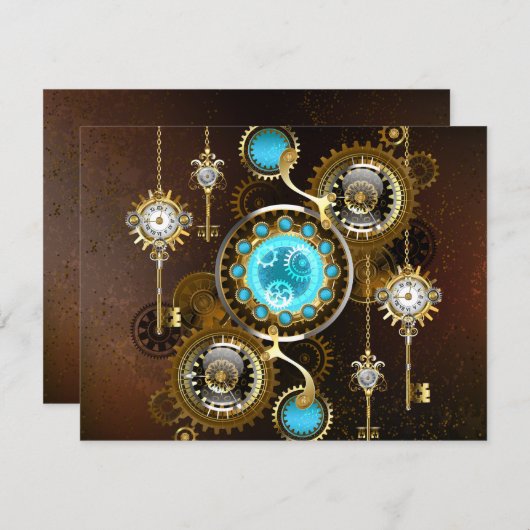 Steampunk Rusty Background with Turquoise Lenses (Front/Back)