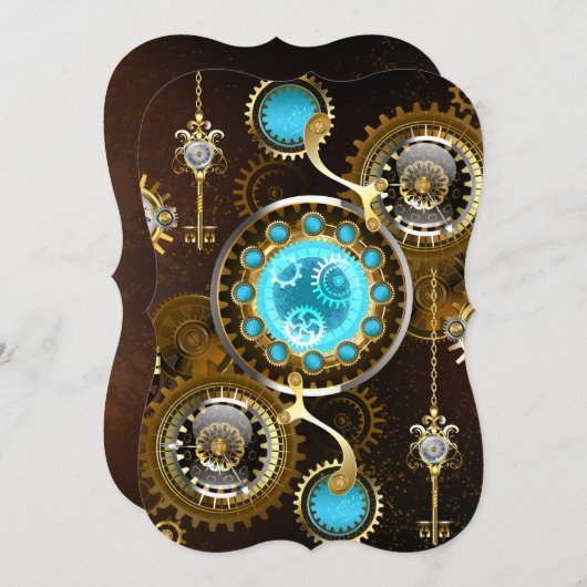 Steampunk Rusty Background with Turquoise Lenses (Front/Back)