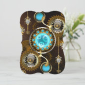 Steampunk Rusty Background with Turquoise Lenses (Standing Front)