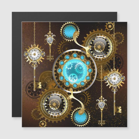 Steampunk Rusty Background with Turquoise Lenses (Front/Back)