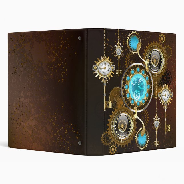 Steampunk Rusty Background with Turquoise Lenses 3 Ring Binder (Background)