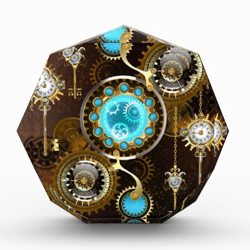 Steampunk Rusty Background with Turquoise Lenses Acrylic Award