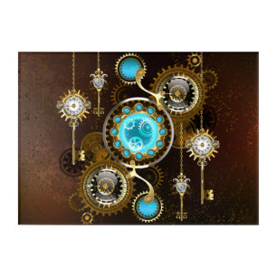 Steampunk Rusty Background with Turquoise Lenses Acrylic Print
