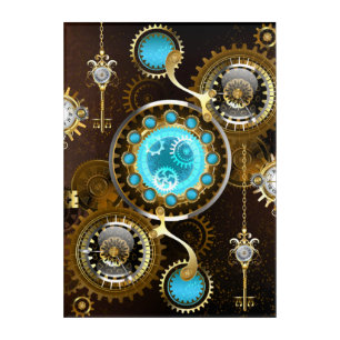 Steampunk Rusty Background with Turquoise Lenses Acrylic Print