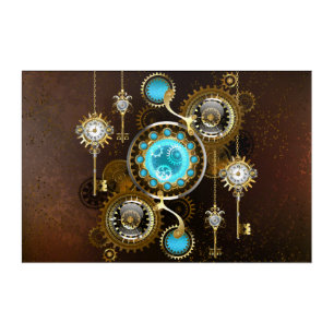 Steampunk Rusty Background with Turquoise Lenses Acrylic Print