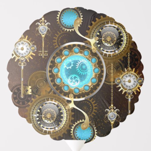Steampunk Rusty Background with Turquoise Lenses Balloon