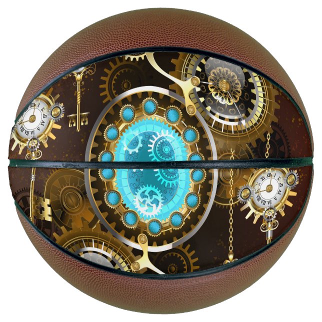 Steampunk Rusty Background with Turquoise Lenses Basketball (Front)