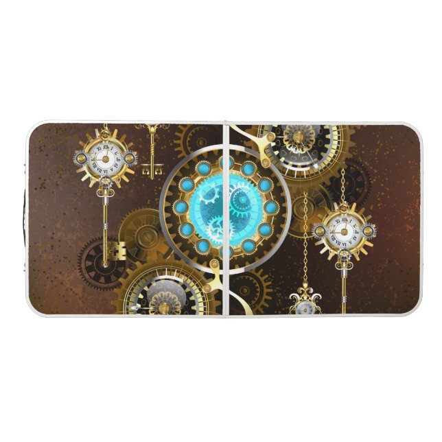 Steampunk Rusty Background with Turquoise Lenses Beer Pong Table (Top)