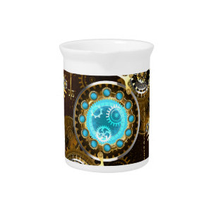 Steampunk Rusty Background with Turquoise Lenses Beverage Pitcher