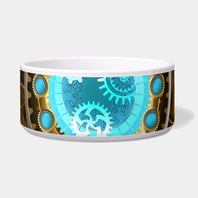 Steampunk Rusty Background with Turquoise Lenses Bowl (Front)