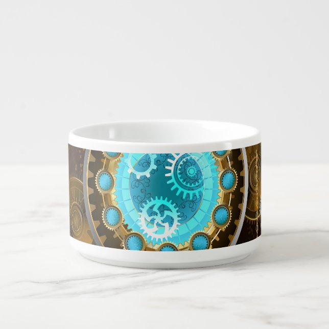 Steampunk Rusty Background with Turquoise Lenses Bowl (Center)