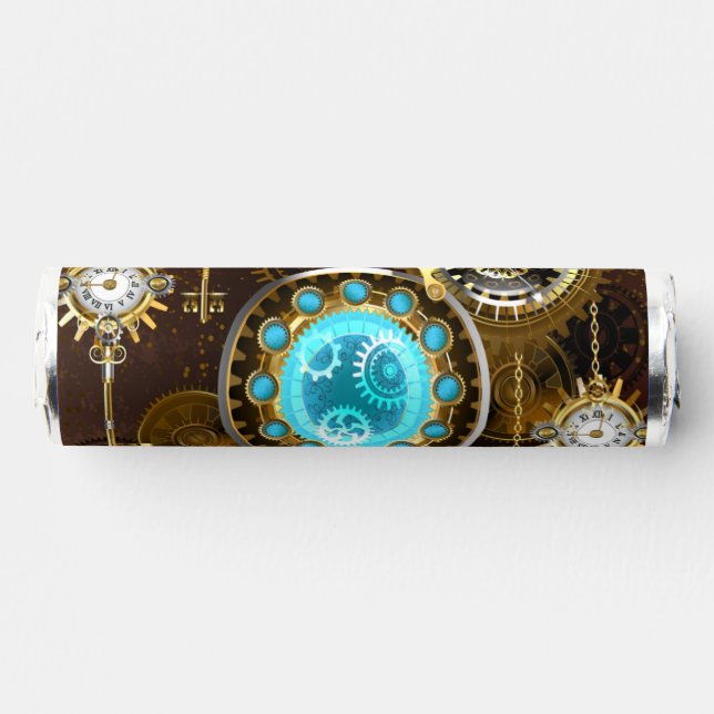 Steampunk Rusty Background with Turquoise Lenses Breath Savers® Mints (Front)