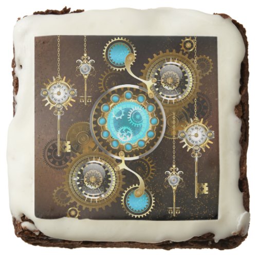 Steampunk Rusty Background with Turquoise Lenses Brownie