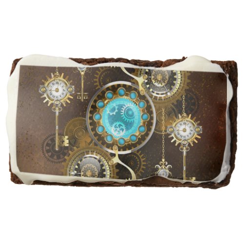 Steampunk Rusty Background with Turquoise Lenses Brownie