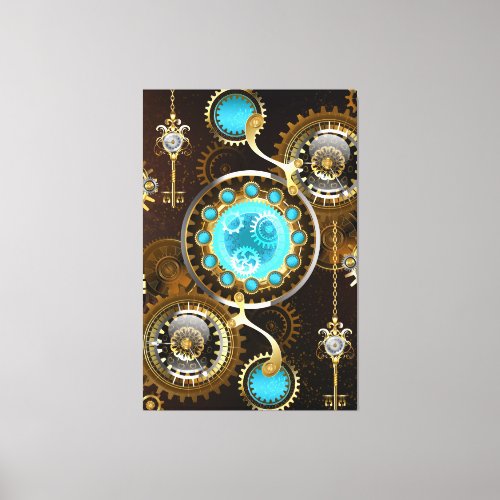 Steampunk Rusty Background with Turquoise Lenses Canvas Print