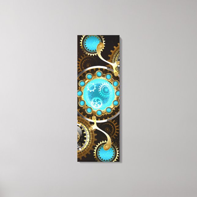 Steampunk Rusty Background with Turquoise Lenses Canvas Print (Front)