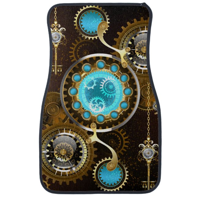 Steampunk Rusty Background with Turquoise Lenses Car Floor Mat (Front)