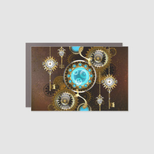 Steampunk Rusty Background with Turquoise Lenses Car Magnet
