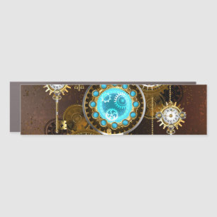 Steampunk Rusty Background with Turquoise Lenses Car Magnet