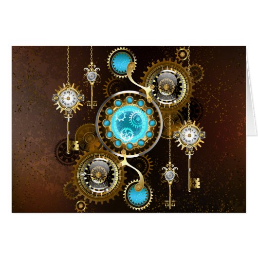 Steampunk Rusty Background with Turquoise Lenses Cards (Front Horizontal)