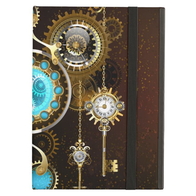 Steampunk Rusty Background with Turquoise Lenses Case For iPad Air (Front Closed)
