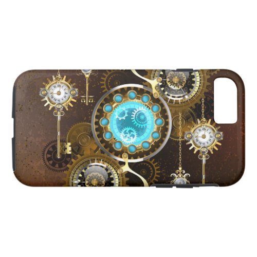 Steampunk Rusty Background with Turquoise Lenses iPhone 87 Case