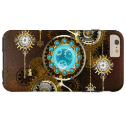 Steampunk Rusty Background with Turquoise Lenses Tough iPhone 6 Plus Case