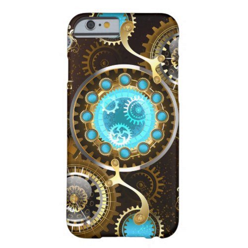 Steampunk Rusty Background with Turquoise Lenses Barely There iPhone 6 Case
