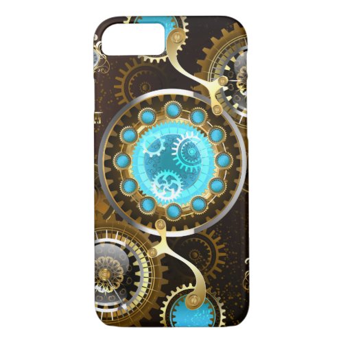 Steampunk Rusty Background with Turquoise Lenses iPhone 87 Case