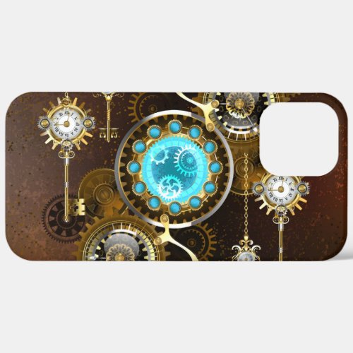 Steampunk Rusty Background with Turquoise Lenses iPhone 12 Pro Max Case