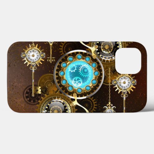 Steampunk Rusty Background with Turquoise Lenses iPhone 13 Case