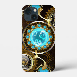 Steampunk Rusty Background with Turquoise Lenses iPhone 13 Mini Case