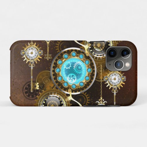 Steampunk Rusty Background with Turquoise Lenses iPhone 11 Pro Case