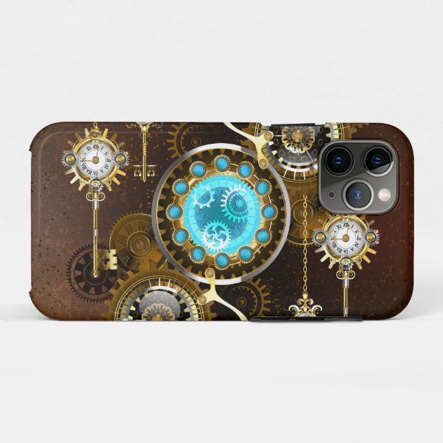 Steampunk Rusty Background with Turquoise Lenses Case-Mate iPhone Case (Back (Horizontal))
