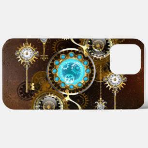 Steampunk Rusty Background with Turquoise Lenses iPhone 13 Pro Max Case
