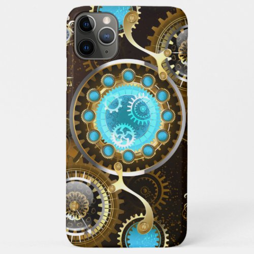 Steampunk Rusty Background with Turquoise Lenses iPhone 11 Pro Max Case