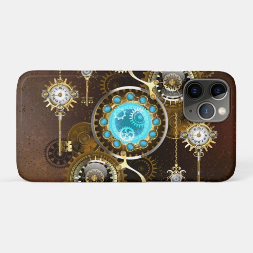 Steampunk Rusty Background with Turquoise Lenses iPhone 11 Pro Case