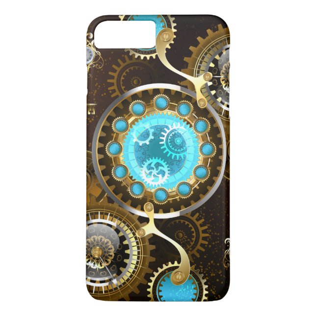 Steampunk Rusty Background with Turquoise Lenses Case-Mate iPhone Case (Back)