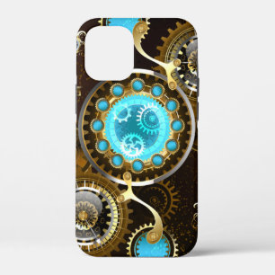 Steampunk Rusty Background with Turquoise Lenses iPhone 12 Mini Case