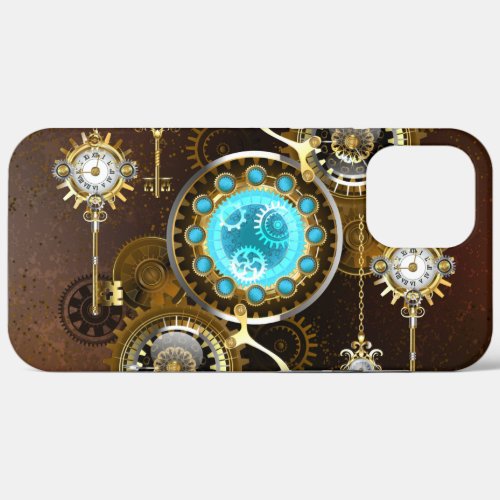 Steampunk Rusty Background with Turquoise Lenses iPhone 12 Pro Max Case
