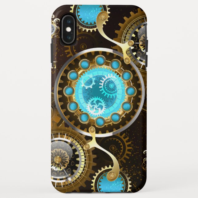 Steampunk Rusty Background with Turquoise Lenses Case-Mate iPhone Case (Back)
