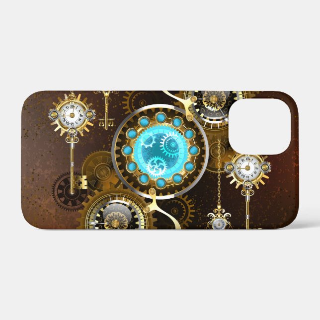 Steampunk Rusty Background with Turquoise Lenses Case-Mate iPhone Case (Back (Horizontal))