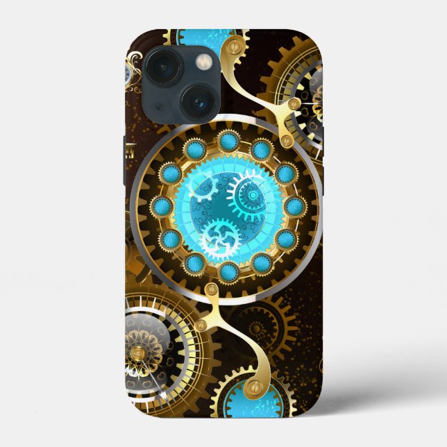 Steampunk Rusty Background with Turquoise Lenses Case-Mate iPhone Case (Back)